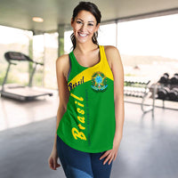 Green racerback tank with yellow shoulder panel and Brazil text and crest graphic