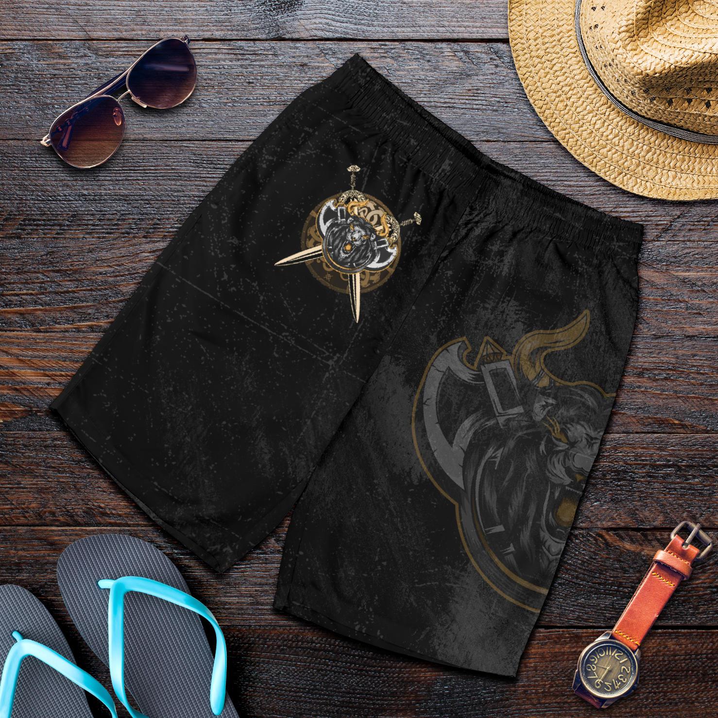 viking-all-over-print-mens-shorts-lion