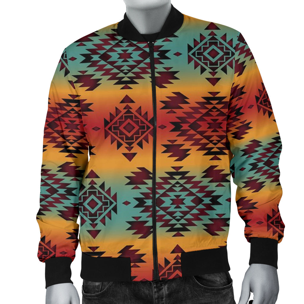 Bomberjacke vorn mit Tribal-Print, zwei Taschen, schwarze Ärmelbündchen