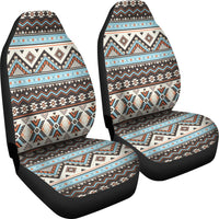 Colorful tribal striped seamless seat covers with headrest panels and bottom cushions
