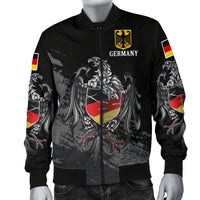 Black Germany bomber jacket with eagle crest graphic, full-zip front and ribbed cuffs