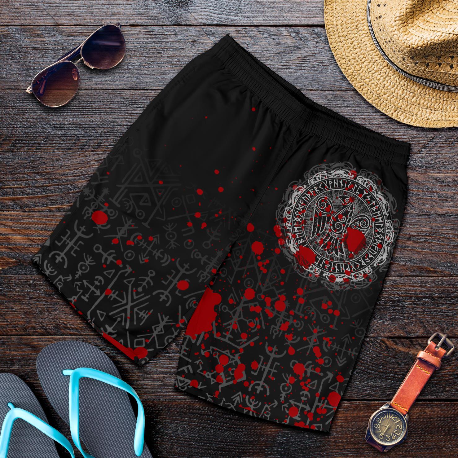 viking-mens-shorts-raven-celtic-tattoo-blood