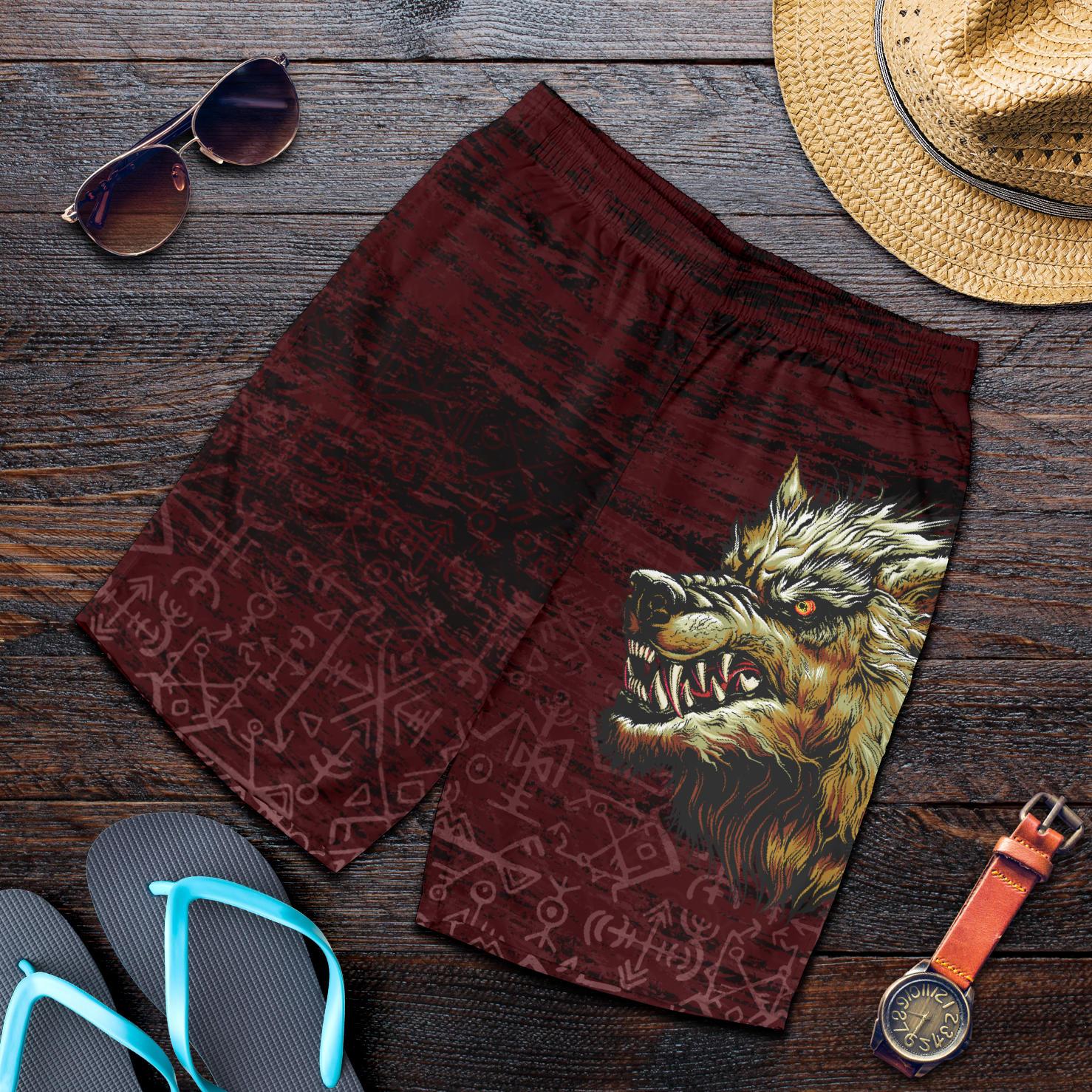 viking-all-over-print-mens-shorts-fenrir-on-the-blood-moon-background