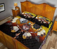 Wolf-themed quilt bed set with dreamcatcher circle; two pillow shams, multicolor print