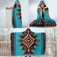 Back view hooded blanket with large central diamond star and striped sides