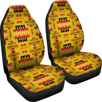 Two-seat set: multicolor yellow tribal geometric car seat covers with black sides