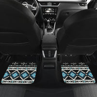 Rear floor mats pair in black with white and teal geometric tribal design