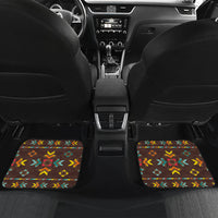 Brown backseat car mats set: Native American arrow and diamond geometric pattern