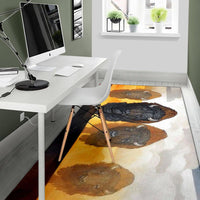 Area Rug LT10 multicolor rug with dog face design in orange and gray