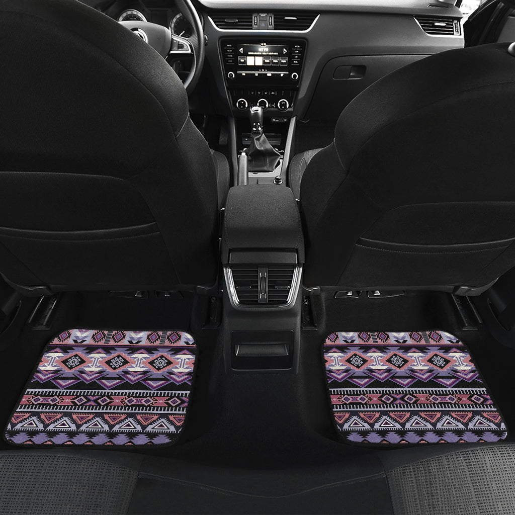 Four-piece car mat set with multicolor Native American geometric pattern for back seats