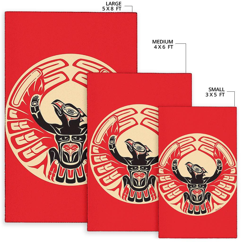 Thunder Bird area rug set showing sizes: 5x8 ft, 4x6 ft, and 3x5 ft
