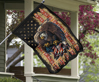 House flag decor, multicolor bald eagle graphic with stars and red-and-gold columns