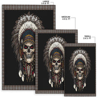 Area rug sizes: small 3x5, medium 4x6, large 5x8 with skull feather headdress