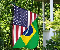 US-Brazil house flag with green field and blue-yellow crescent on a diagonal