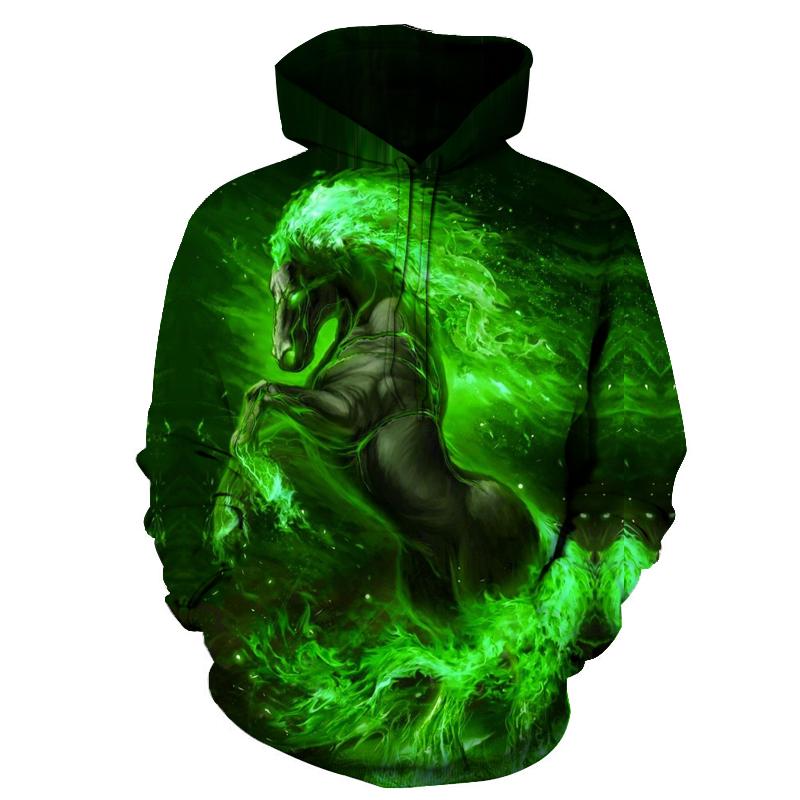 Zip hoodie with multicolor wolf graphic on the front