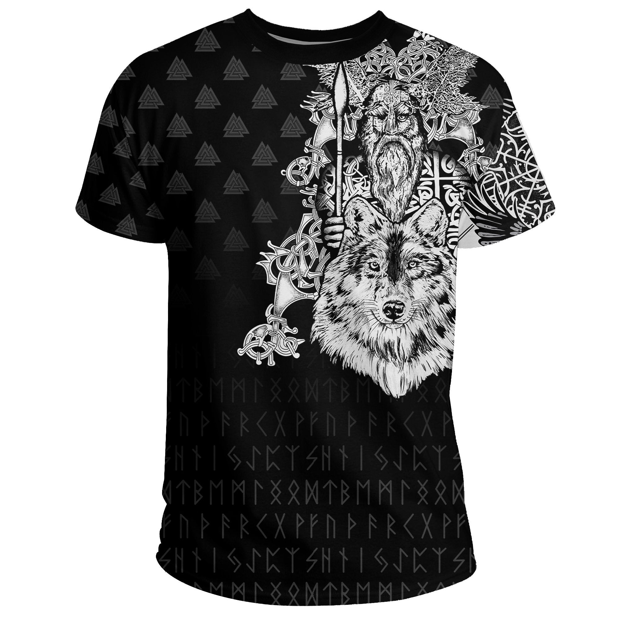 Viking T Shirt Old Norse Odin Tattoo RLT12 - Wonder Print Shop