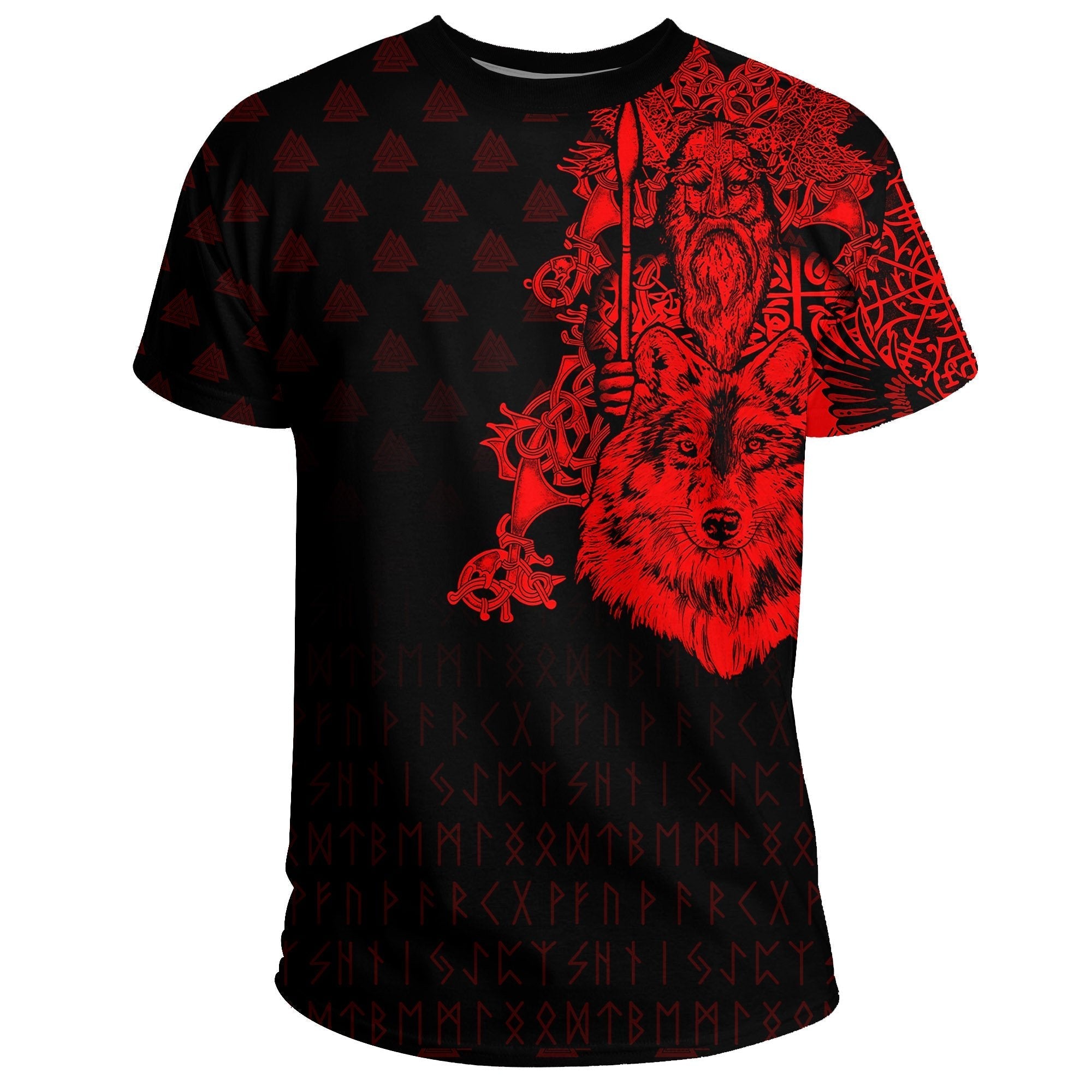 Viking T Shirt Old Norse Odin Tattoo Red RLT12 - Wonder Print Shop