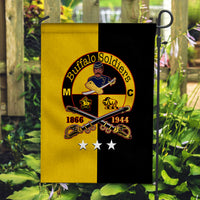 Buffalo Soldiers flag black & gold split with crest, stars, garden flag