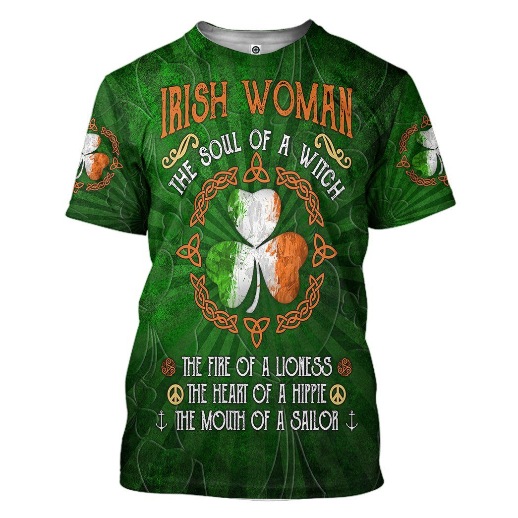 St Patrick's Day Irish Woman The Soul Of A Witch T Shirt LT8 - Wonder Print Shop