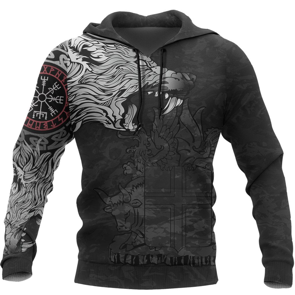 Viking Iceland Hoodie, Fenrir Wolf and Vegvisir RLT12 - Wonder Print Shop