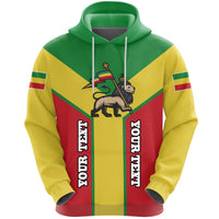 Ethiopia flag pullover hoodie with Rising graphic, hood with drawstrings