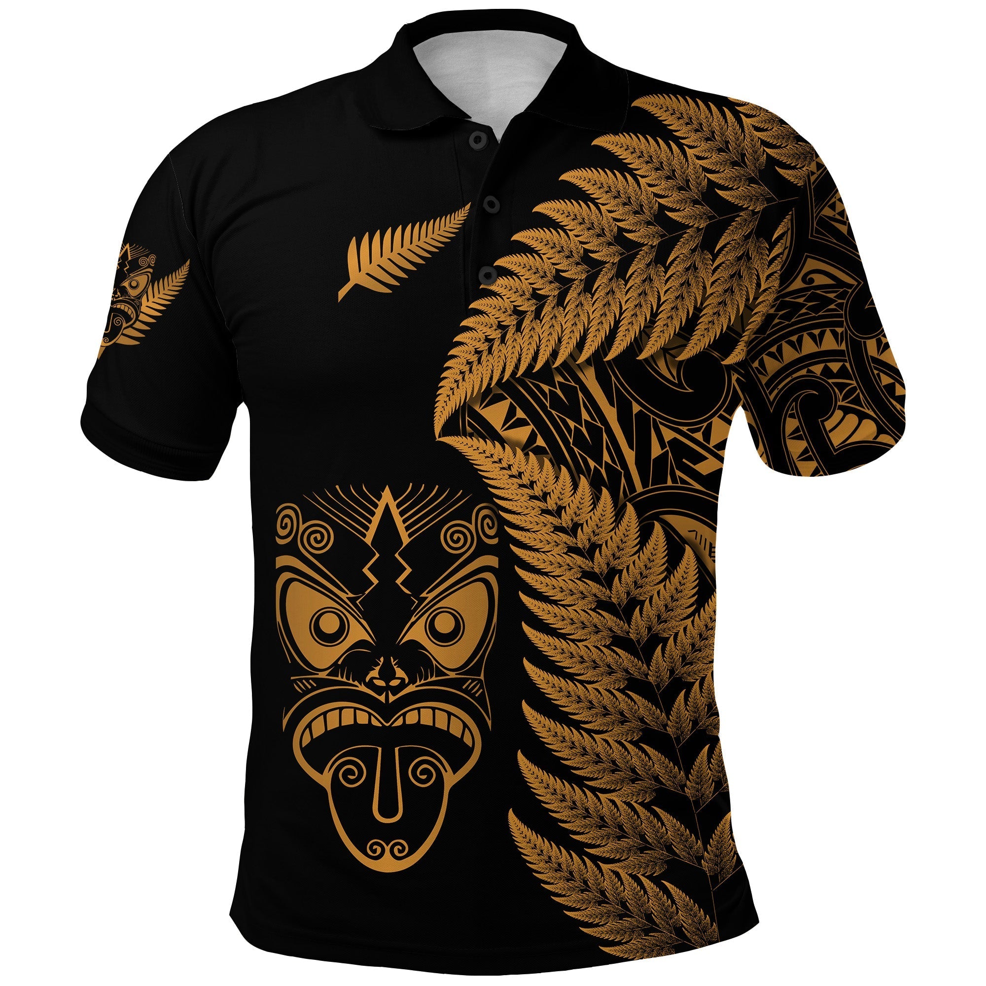 New Zealand Haka Rugby Maori Polo Shirt Silver Fern Vibes Gold LT8 - Wonder Print Shop