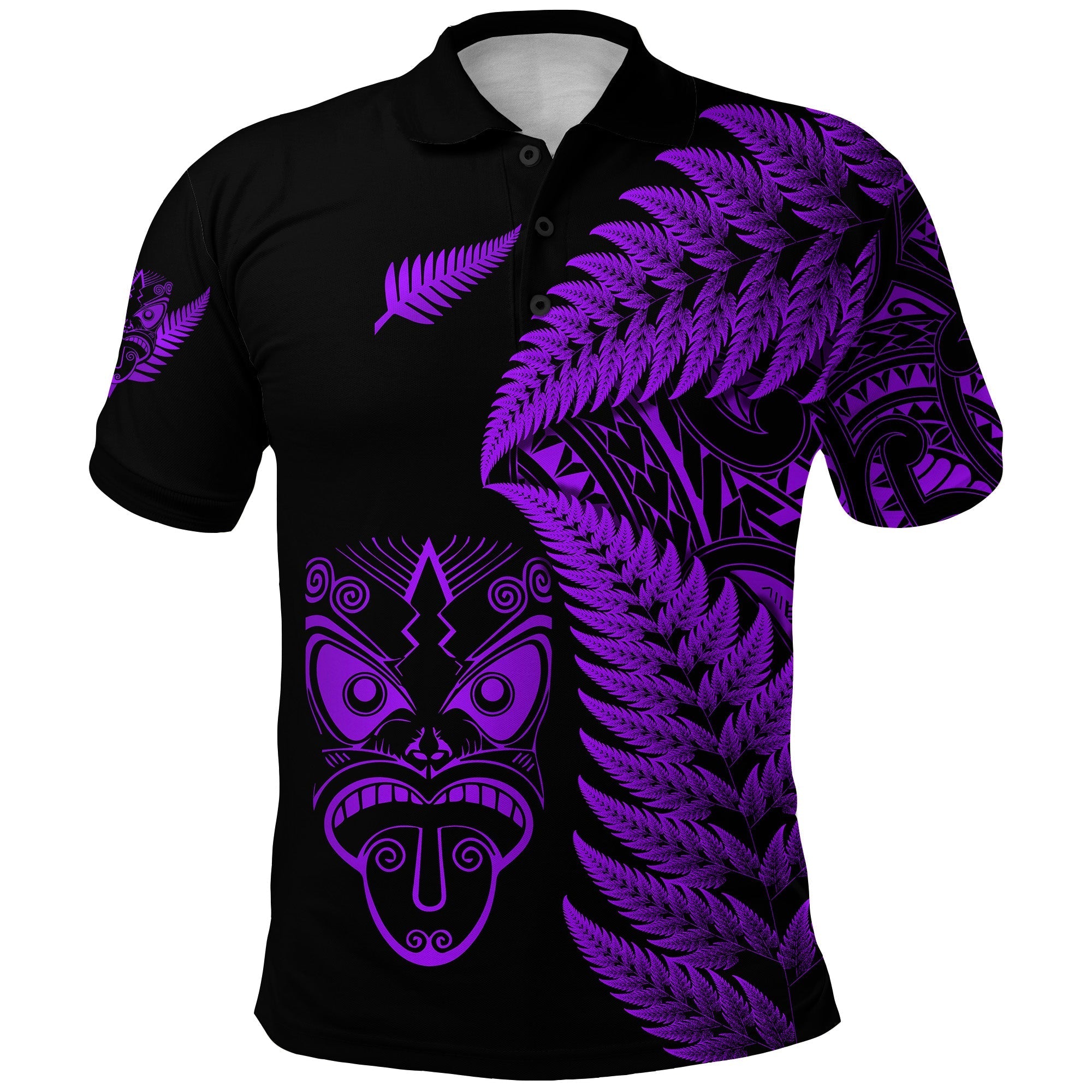 New Zealand Haka Rugby Maori Polo Shirt Silver Fern Vibes Purple LT8 - Wonder Print Shop