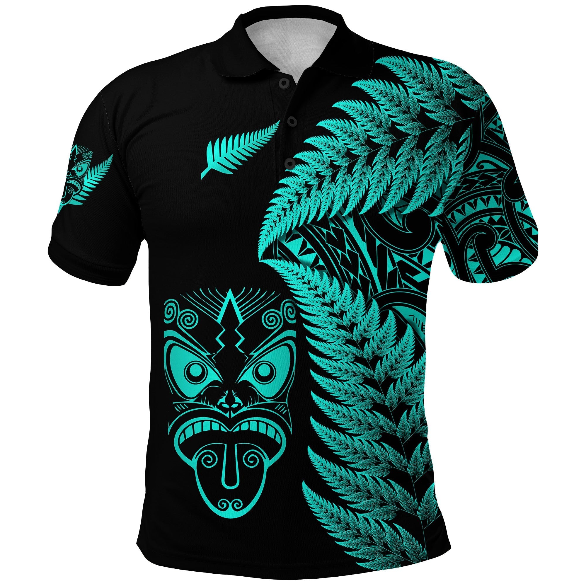 Custom New Zealand Haka Rugby Maori Polo Shirt Silver Fern Vibes Turquoise LT8 - Wonder Print Shop