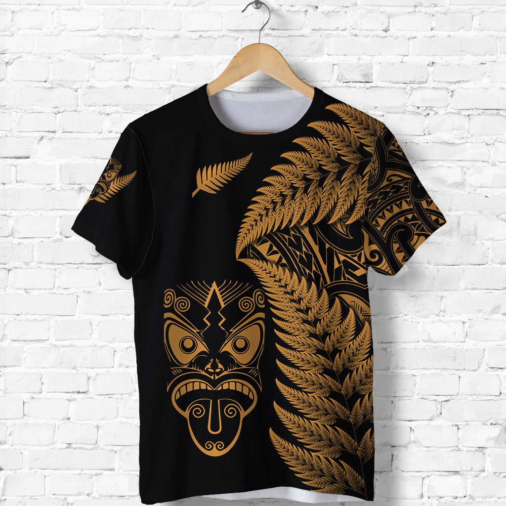 New Zealand Haka Rugby Maori T Shirt Silver Fern Vibes Gold LT8 - Wonder Print Shop