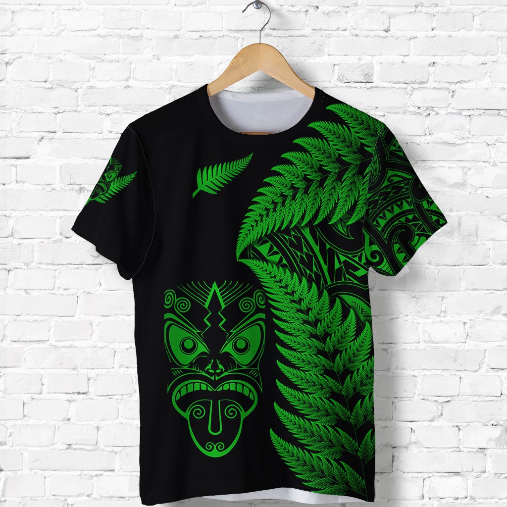 New Zealand Haka Rugby Maori T Shirt Silver Fern Vibes Green LT8 - Wonder Print Shop