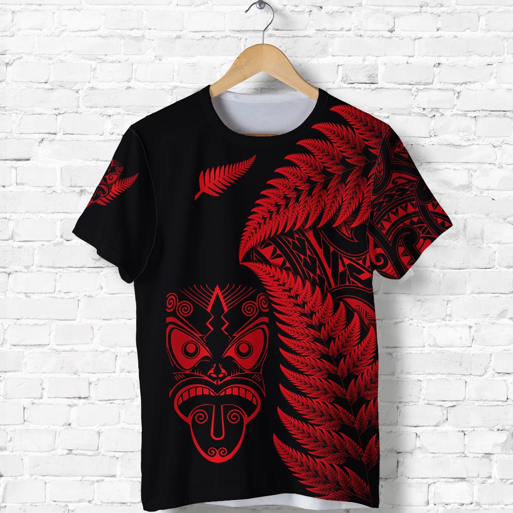 New Zealand Haka Rugby Maori T Shirt Silver Fern Vibes Red LT8 - Wonder Print Shop