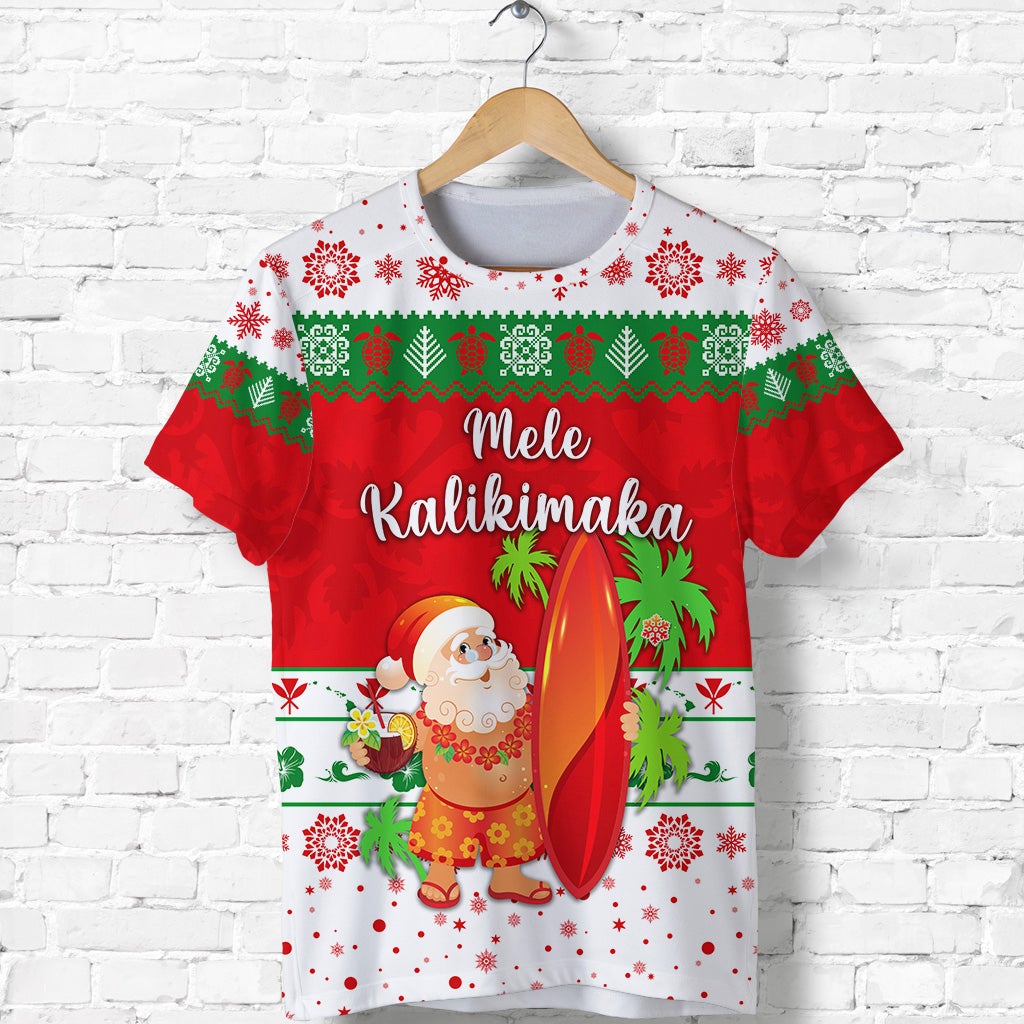 custom-personalised-hawaii-christmas-t-shirt-santa-claus-surfing-simple-style-white