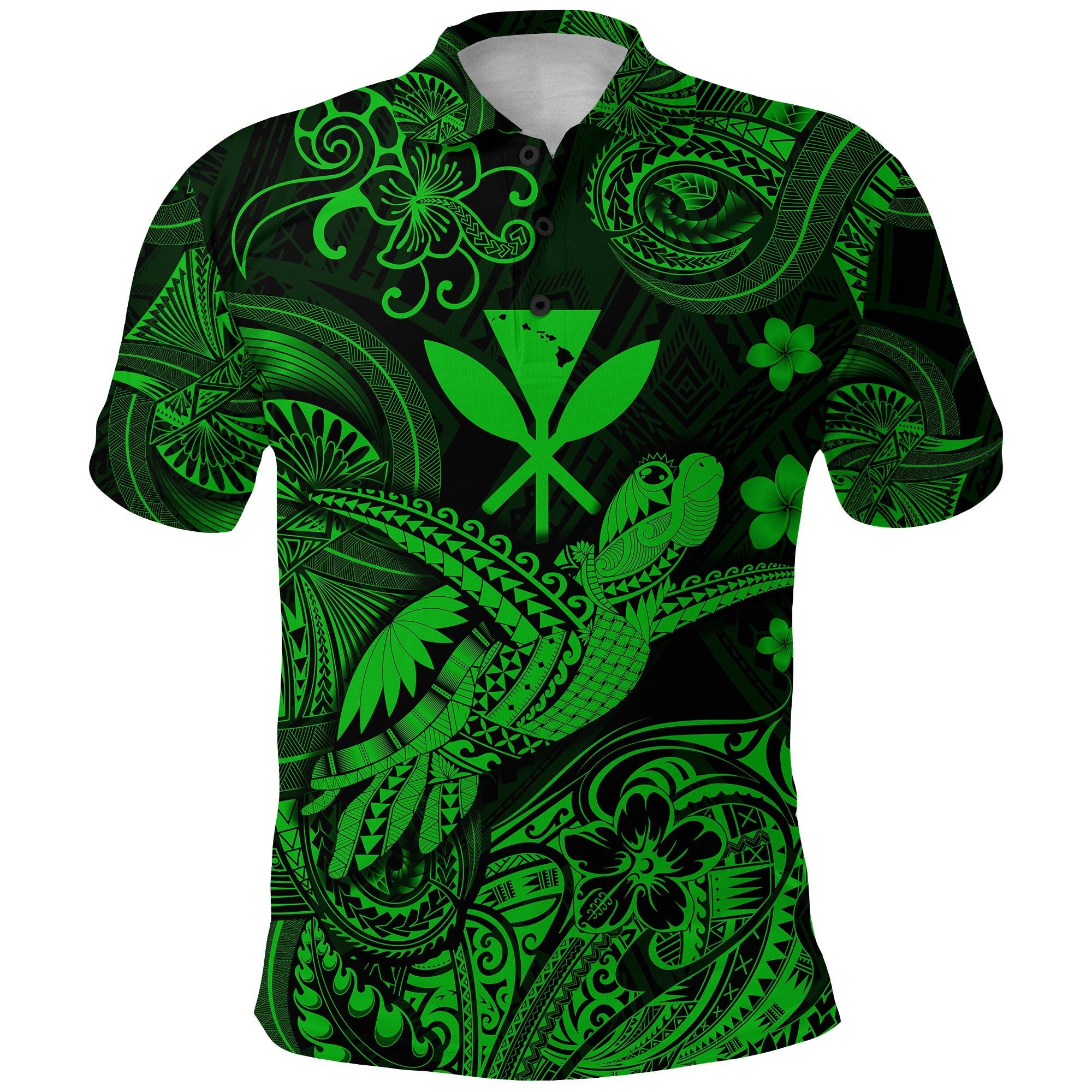 Custom Hawaii Golf Shirts Polynesian Turtle with Kanaka Maoli Polo Shirt Unique Style Green LT8 - Wonder Print Shop