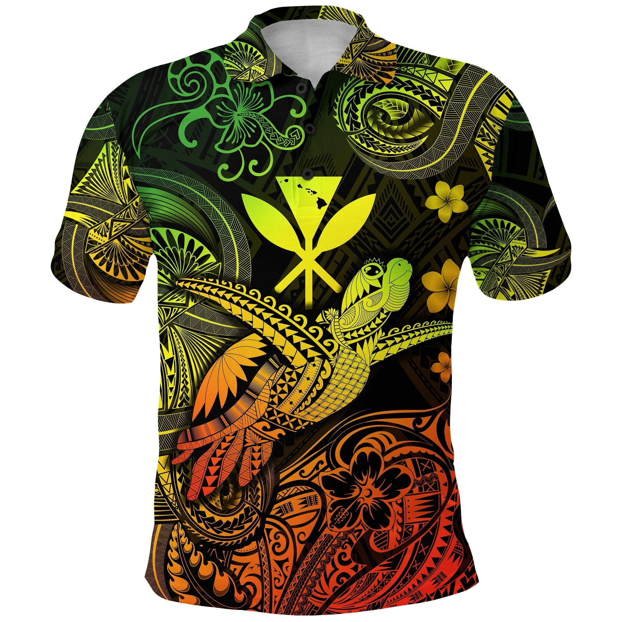 Custom Hawaii Golf Shirts Polynesian Turtle with Kanaka Maoli Polo Shirt Unique Style Reggae LT8 - Wonder Print Shop