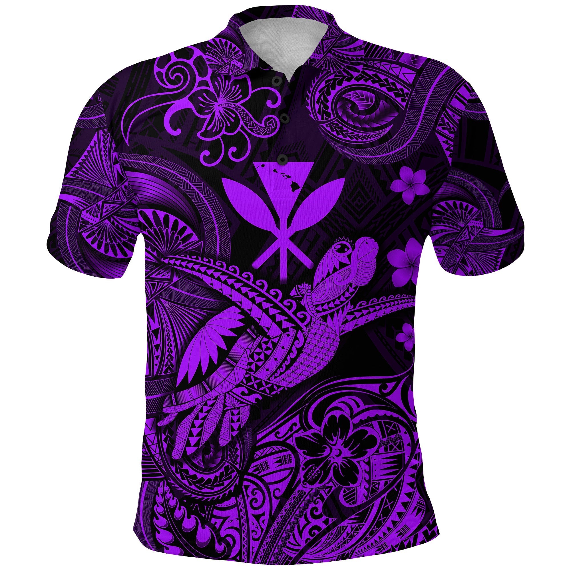 Hawaii Golf Shirts Polynesian Turtle with Kanaka Maoli Polo Shirt Unique Style Purple LT8 - Wonder Print Shop