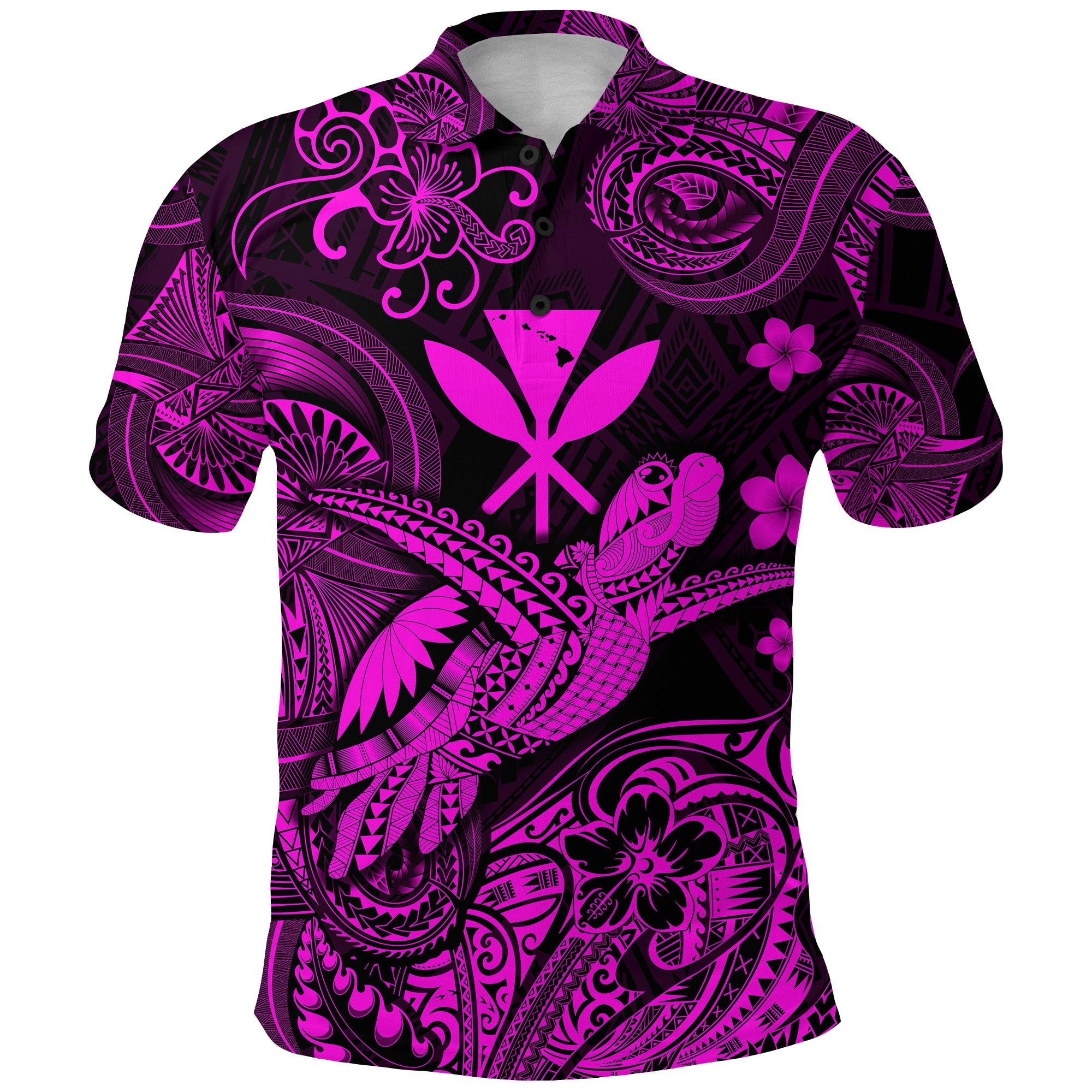 Custom Hawaii Golf Shirts Polynesian Turtle with Kanaka Maoli Polo Shirt Unique Style Pink LT8 - Wonder Print Shop