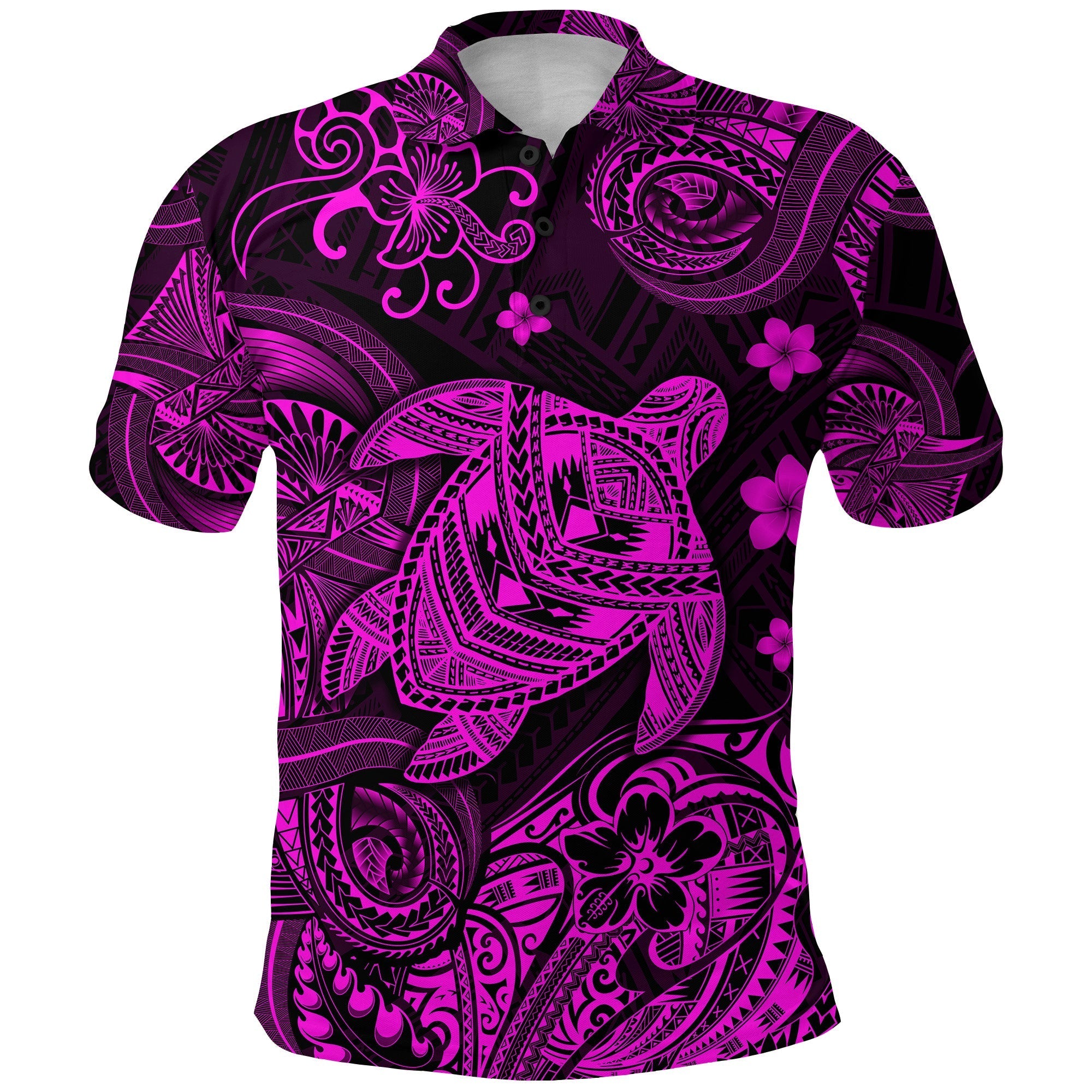 Custom Polynesian Turtle Polo Shirt with Plumeria Flower Unique Style Pink LT8 - Wonder Print Shop