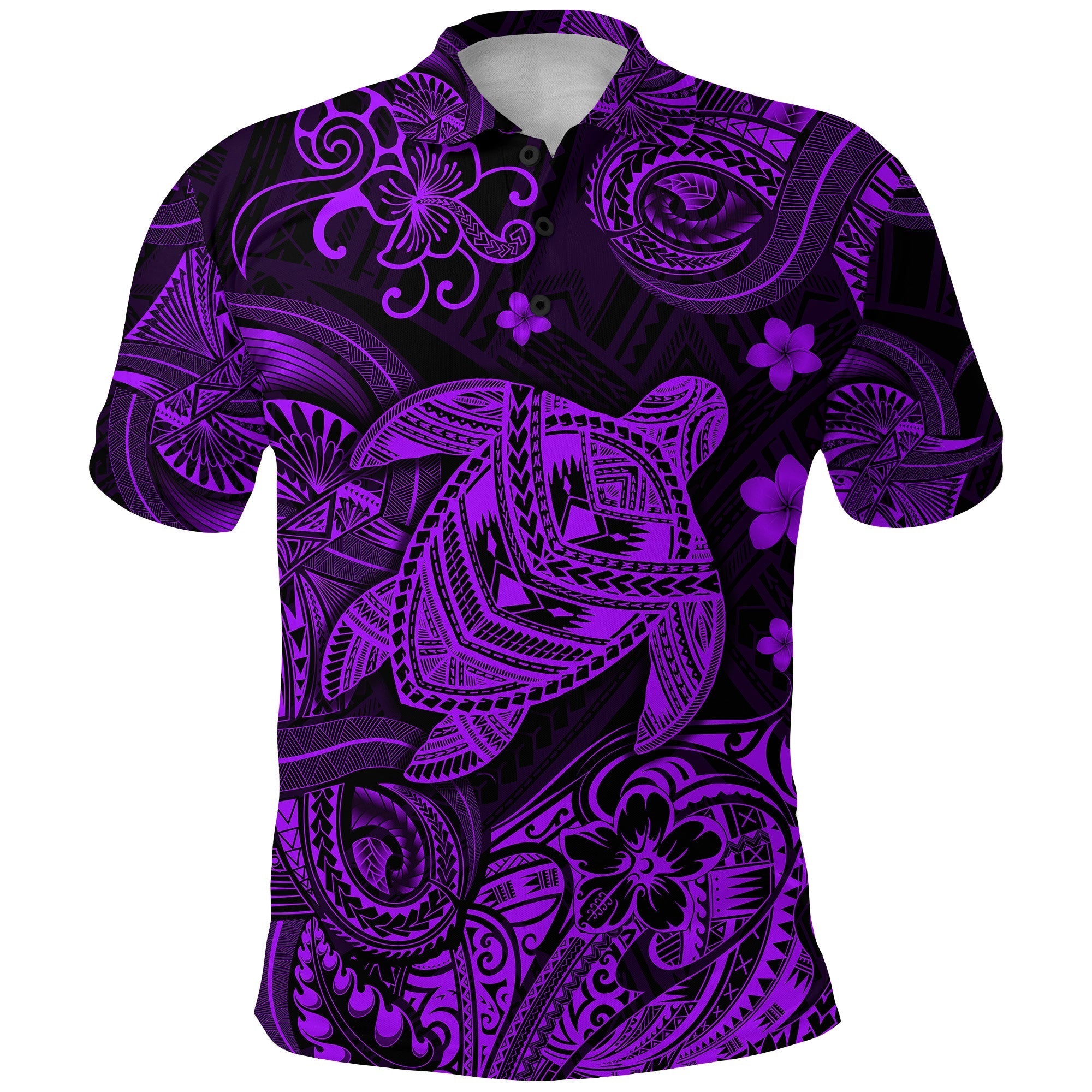 Custom Polynesian Turtle Polo Shirt with Plumeria Flower Unique Style Purple LT8 - Wonder Print Shop