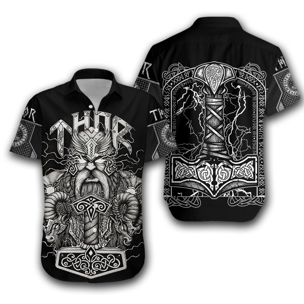 viking-shorts-sleeve-shirt-thor-and-hammer