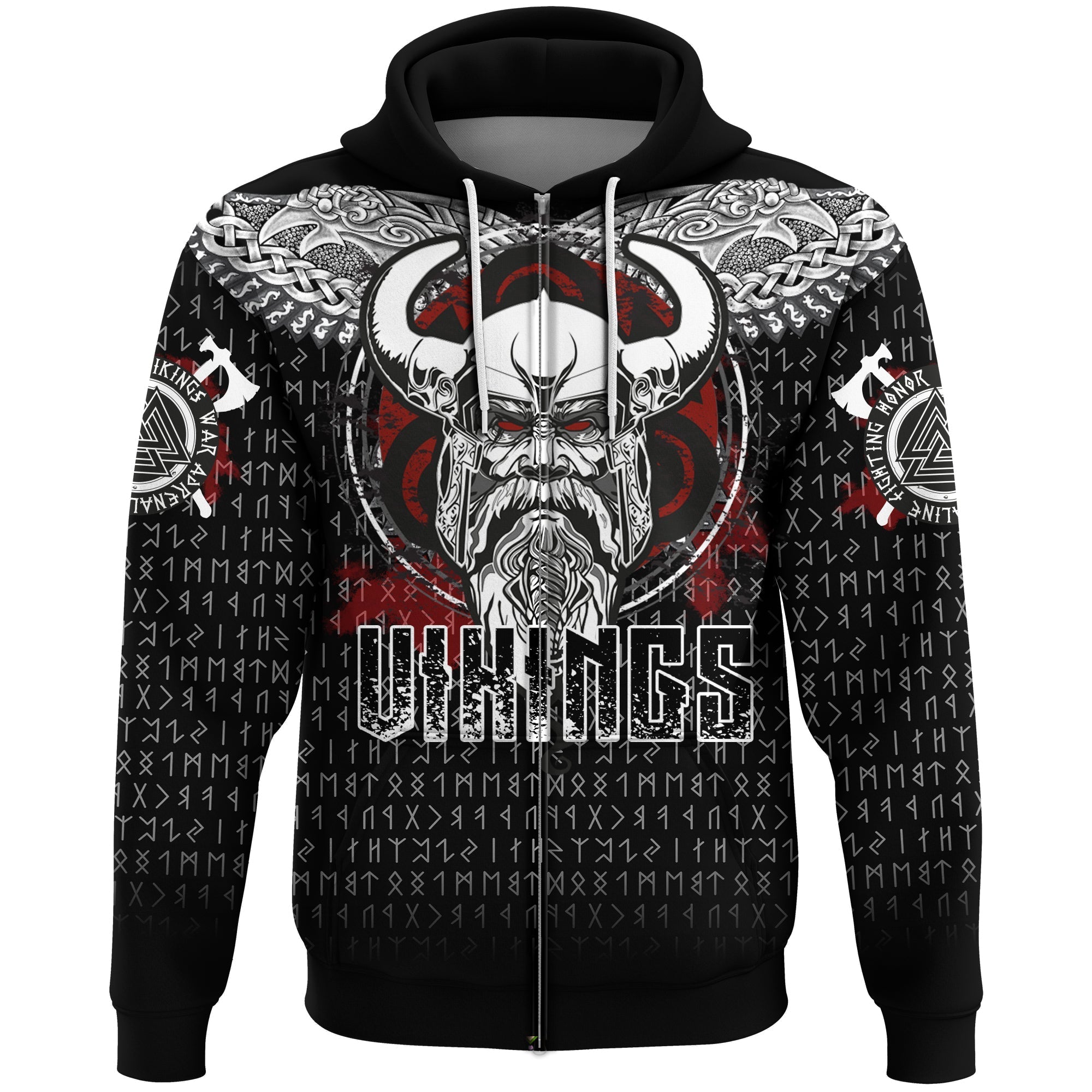 Viking Odin Honor Zip Hoodie - Viking Pattern RLT12 - Wonder Print Shop