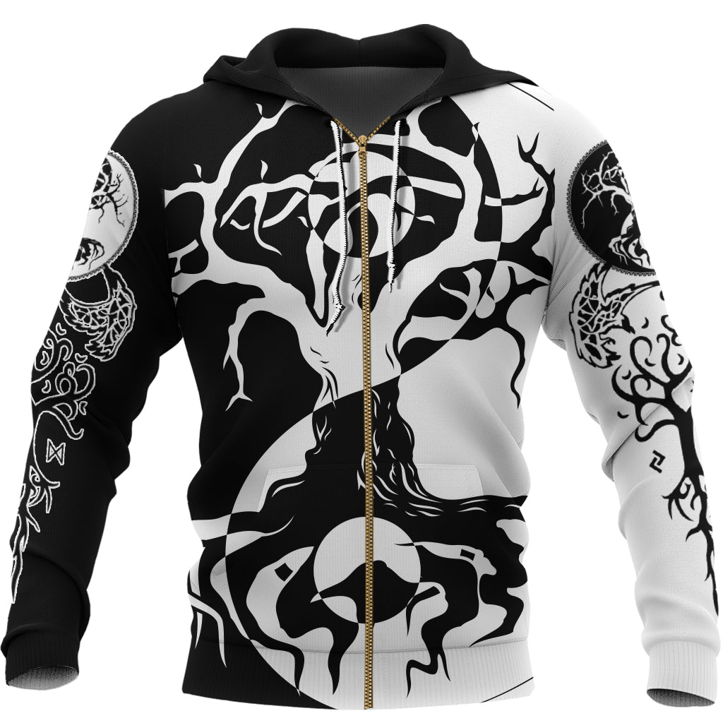 Viking Zip Hoodie - Ying Yang Celtic Tree RLT12 - Wonder Print Shop