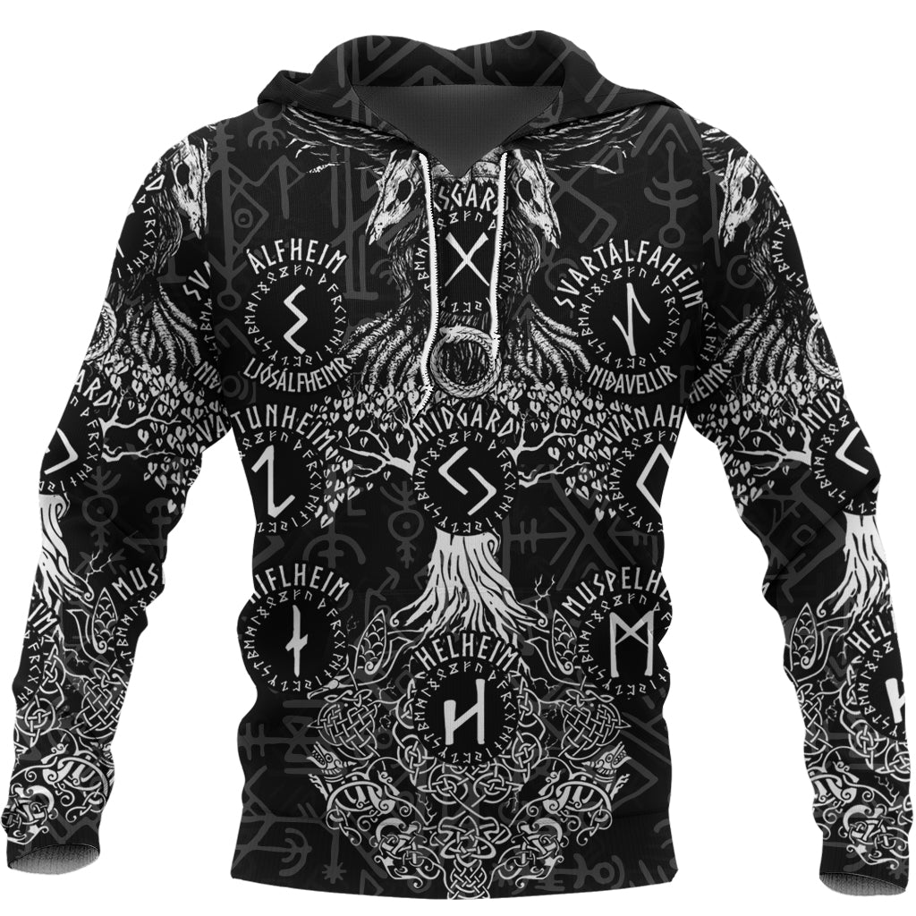 Viking Hoodie Odin Tree Runes RLT12 - Wonder Print Shop