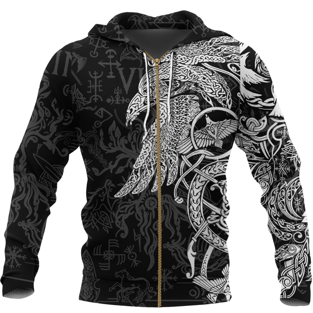 Viking Zip Hoodie - Special Raven Tattoo RLT12 - Wonder Print Shop