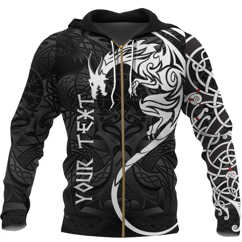 Custom Viking Zip Hoodie Dragon Tattoo RLT12 - Wonder Print Shop