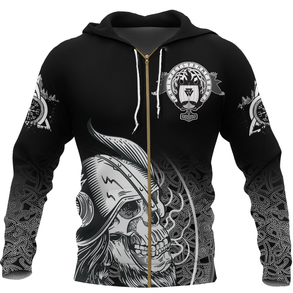 Skull Viking Zip Hoodie Ornate Pattern RLT12 - Wonder Print Shop