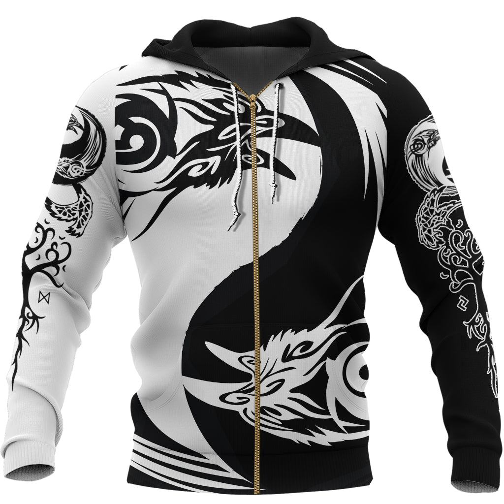 Viking Hoodie Ying Yang Raven RLT12 - Wonder Print Shop