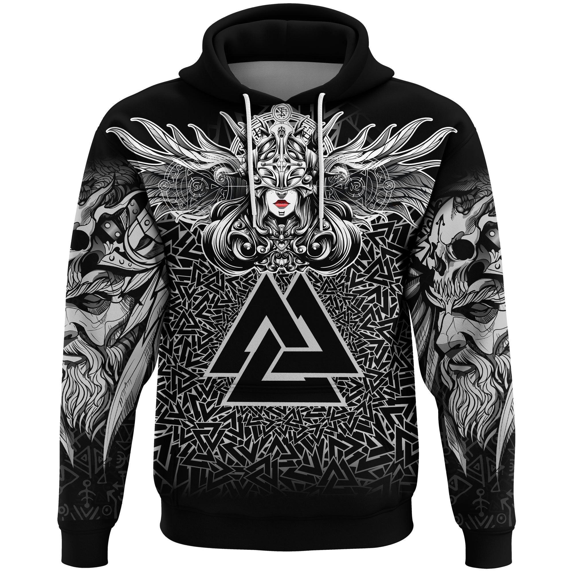 Viking Valkyrie Hoodie - Valknut Pattern RLT12 - Wonder Print Shop