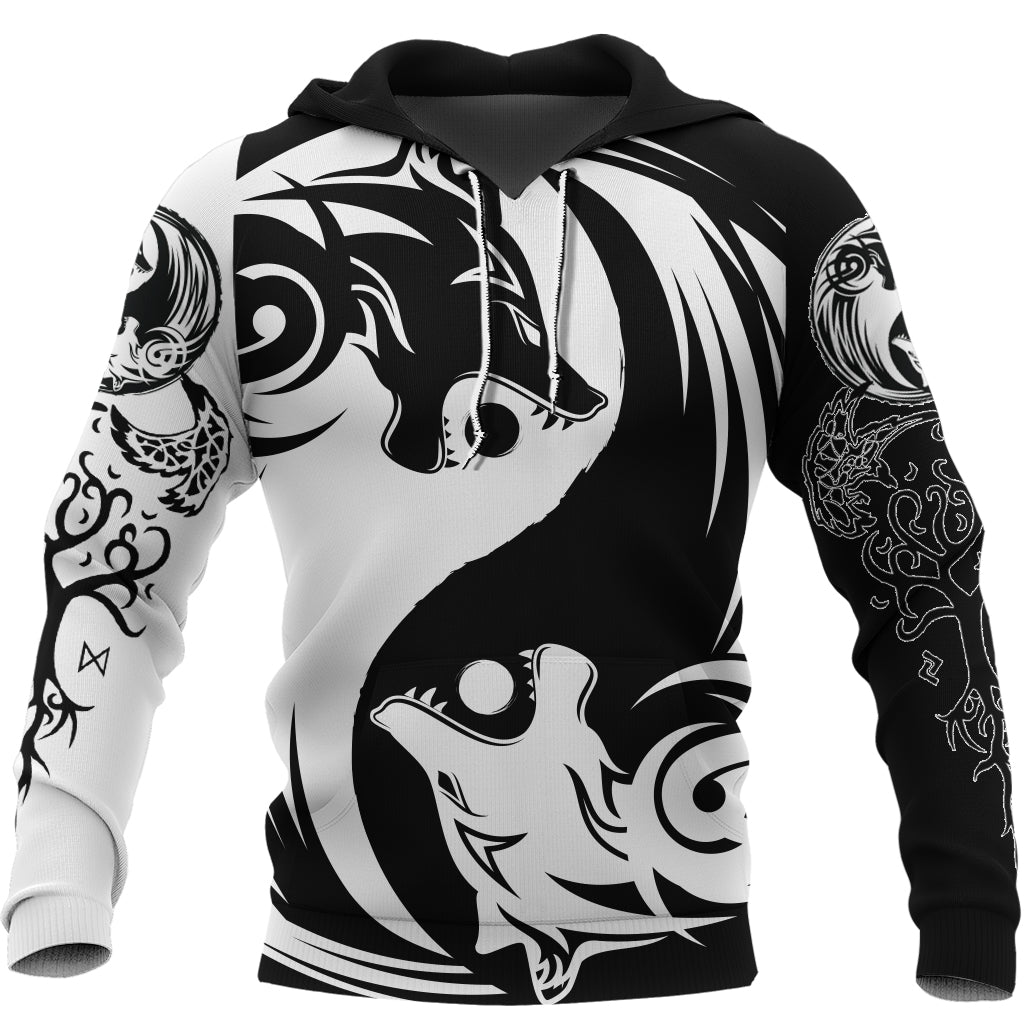 Viking Hoodie Ying Yang Wolf A21 RLT12 - Wonder Print Shop