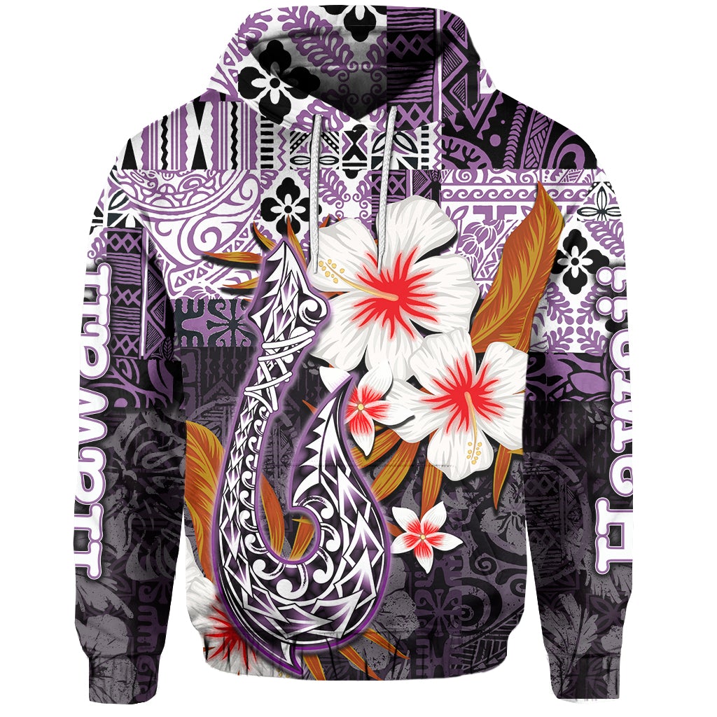 Custom Hawaii Fish Hook Hoodie Purple Style LT6 - Wonder Print Shop