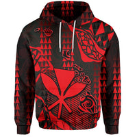 Rotfarbene Hoodie-Kapuze mit Kordelzug und großem rotem Hawaii-Grafikmotiv
